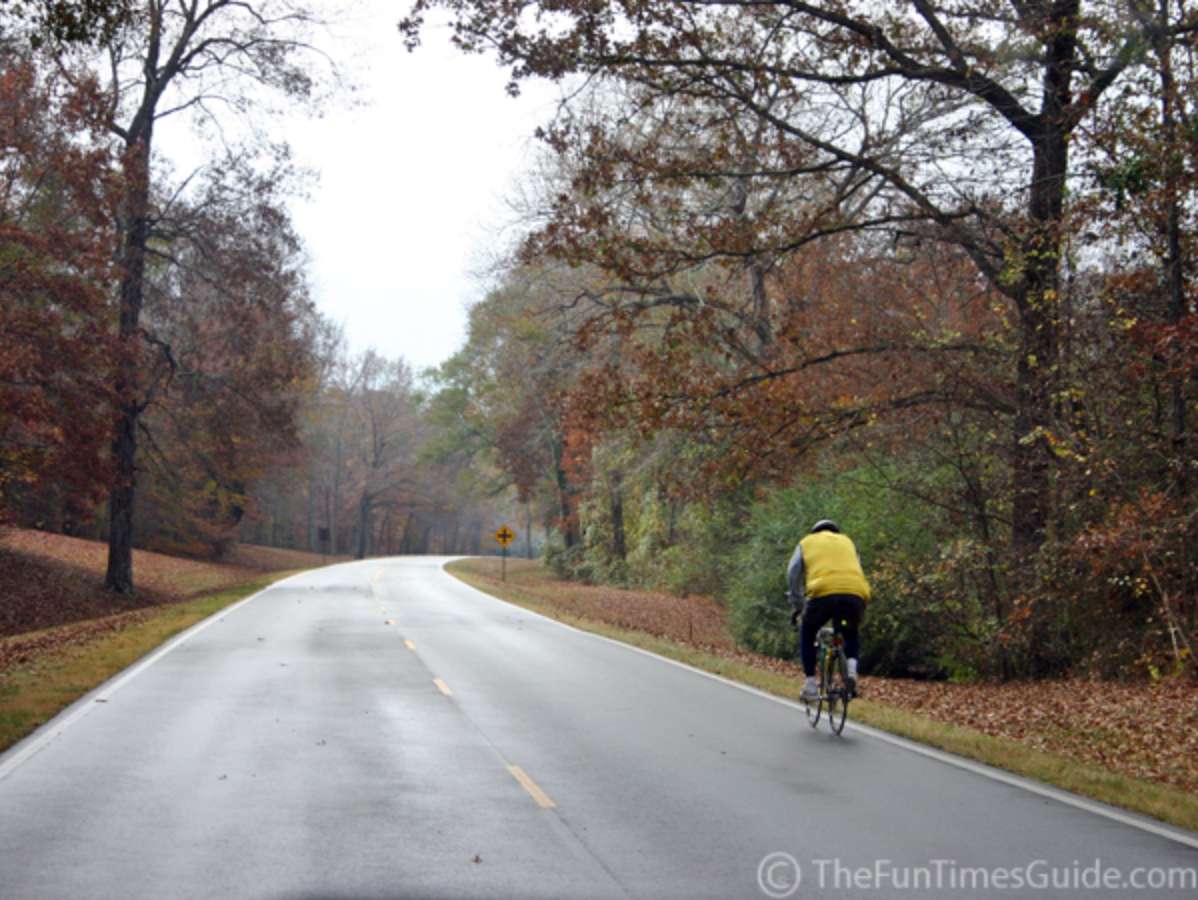 Biking the Natchez Trace Parkway on a rainy, chill Fall day.