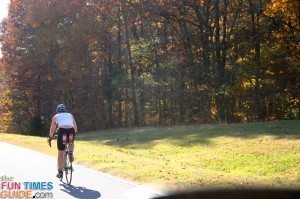 bicyclist biking on the natchez trace