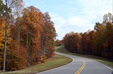 The Natchez Trace Parkway with peak colors during the Fall.